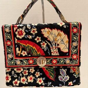 Vera Bradley Satchel Handbag Versailles Julia Turn Lock Purse Tote
